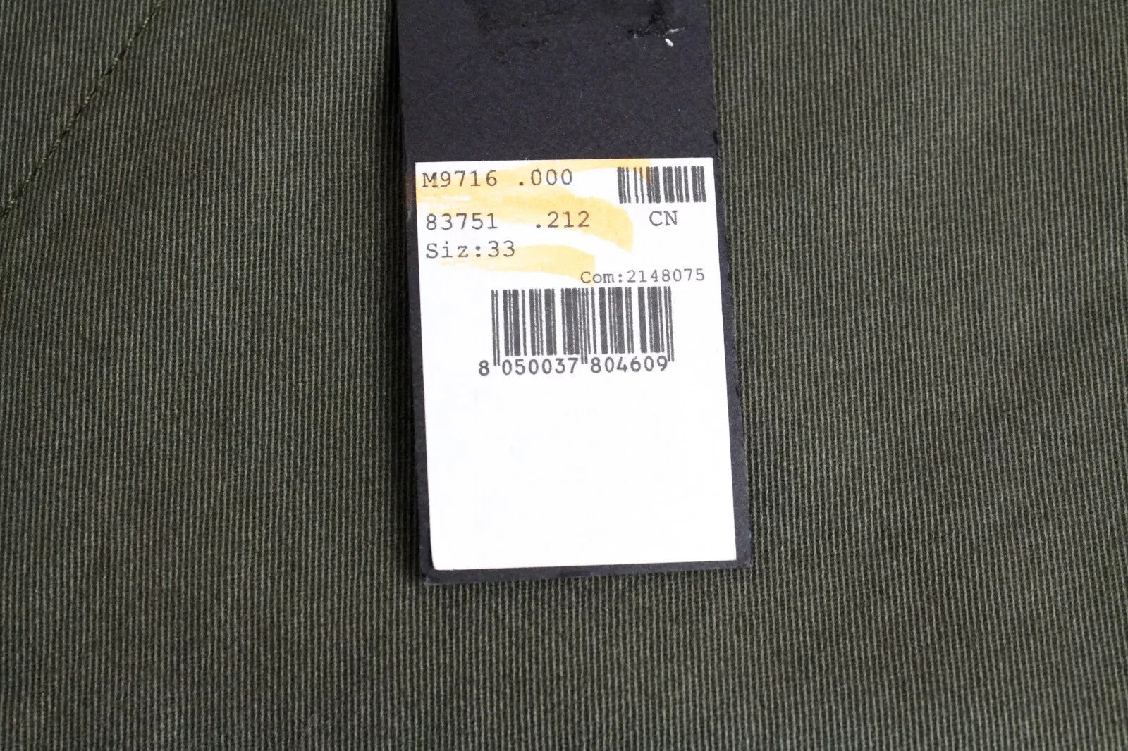 REPLAY Men Trousers W33 Regular Fit Green Pull On Cropped Stretch Slit Pocket