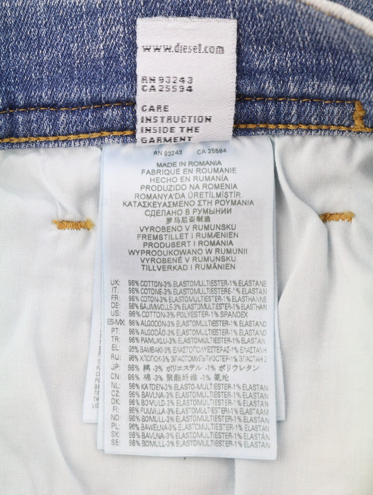 DIESEL 1983 09C01 Men Jeans W30/L34 Blue Faded Whiskers Skinny Fit High Waist