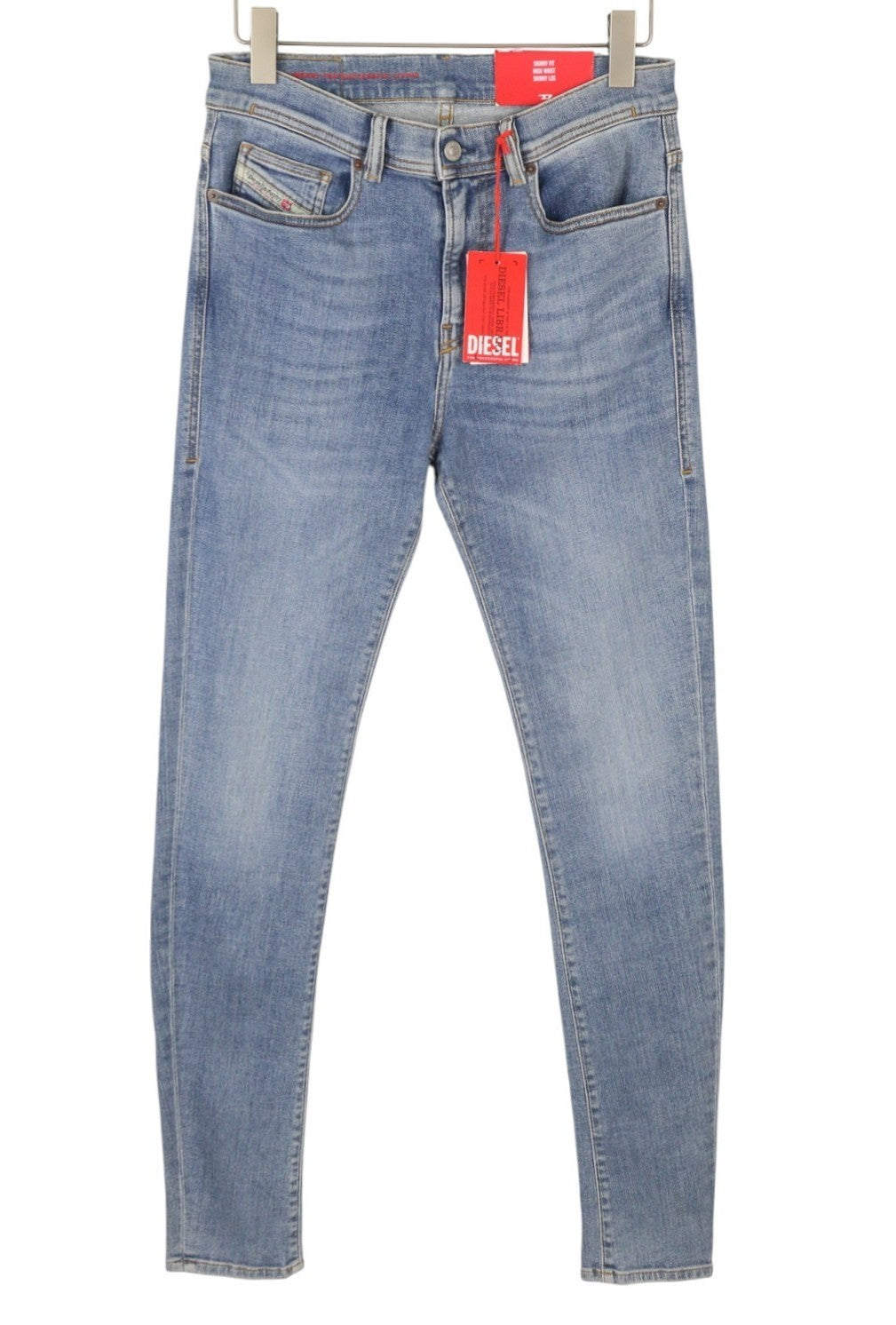 DIESEL 1983 09C01 Men Jeans W30/L34 Blue Faded Whiskers Skinny Fit High Waist