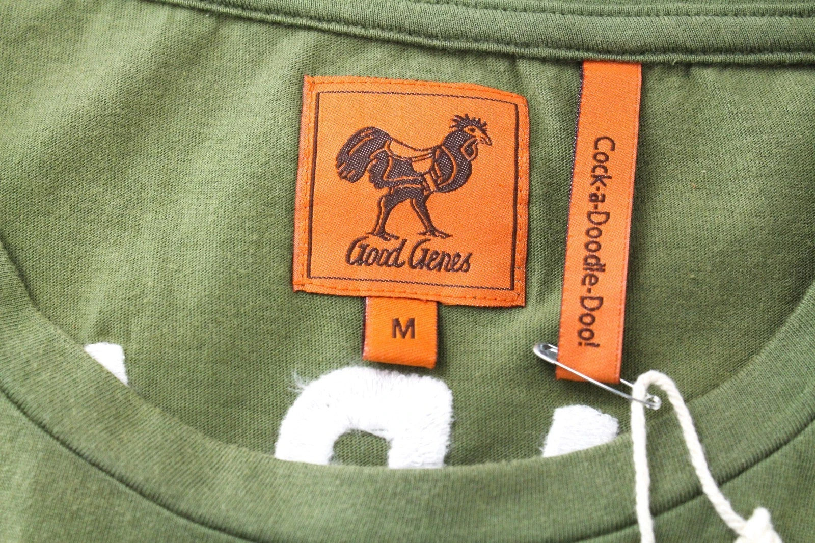 GOOD GENES Men T-Shirt M Green Short Sleeved Cotton Round Neck Logo Pullover