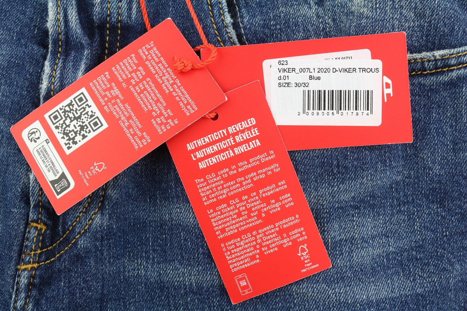 DIESEL 2020 D-Viker 007L1 Men Jeans W30/L32 Regular Fit Straight Leg RRP352