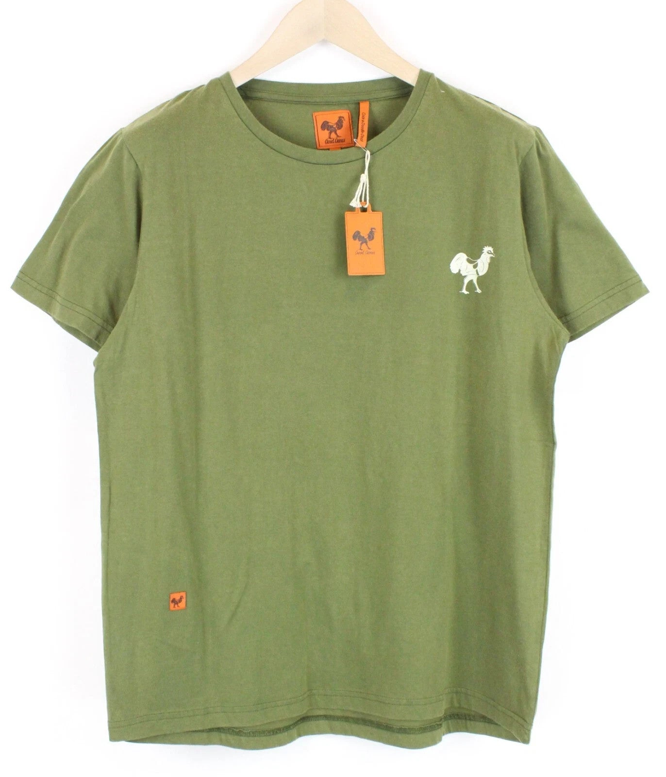 GOOD GENES Men T-Shirt M Green Short Sleeve Cotton Round Neck Logo Pullover