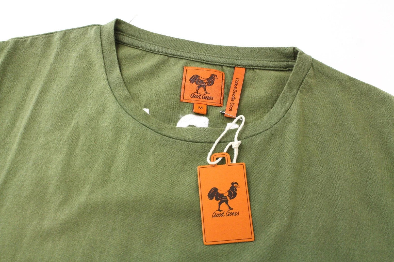 GOOD GENES Men T-Shirt M Green Short Sleeve Cotton Round Neck Logo Pullover