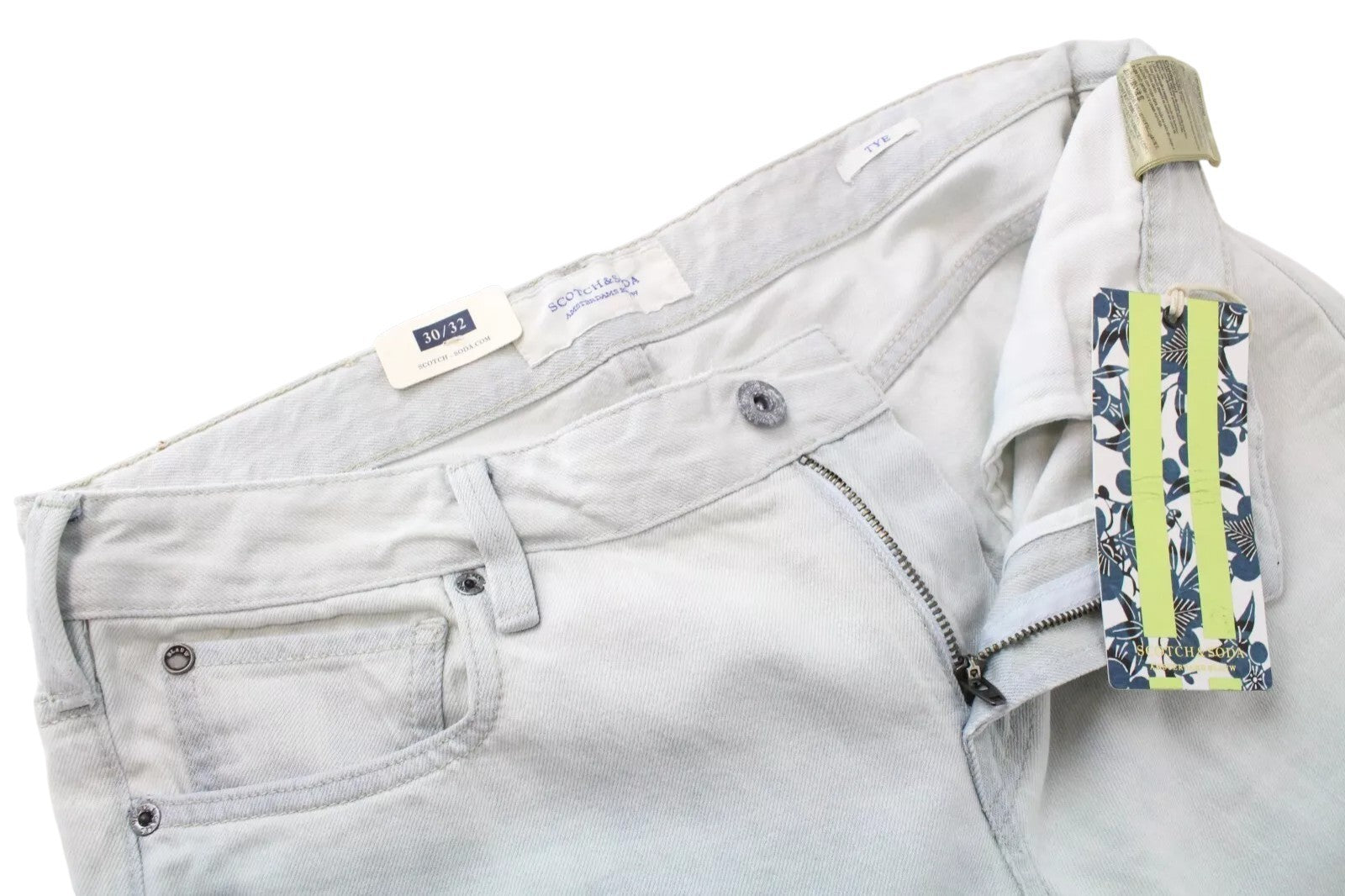 SCOTCH & SODA Tye Men Jeans W30/L32 Slim Carrot Fit Blue Pure Cotton Washed
