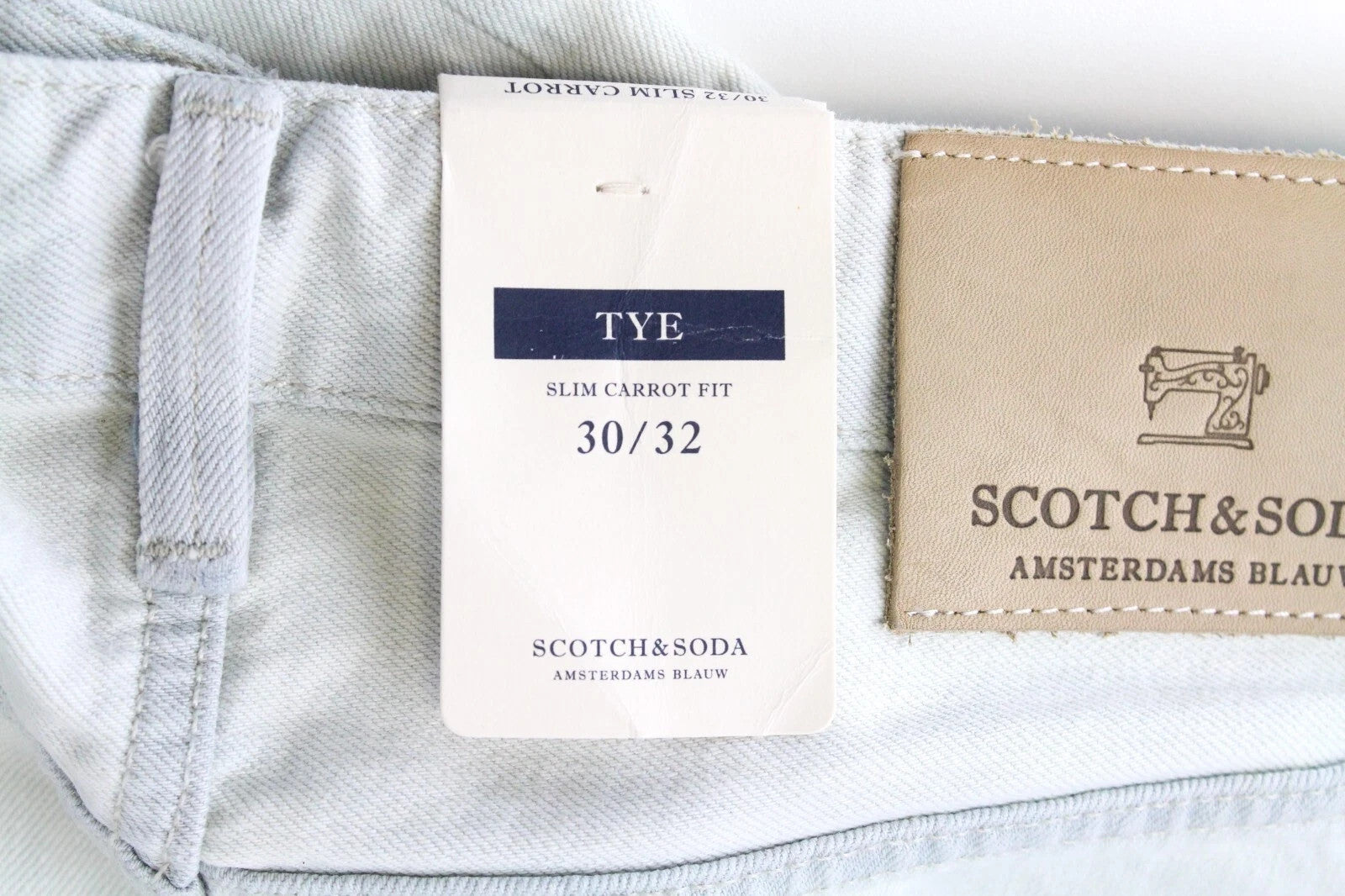 SCOTCH & SODA Tye Men Jeans W30/L32 Slim Carrot Fit Blue Pure Cotton Washed