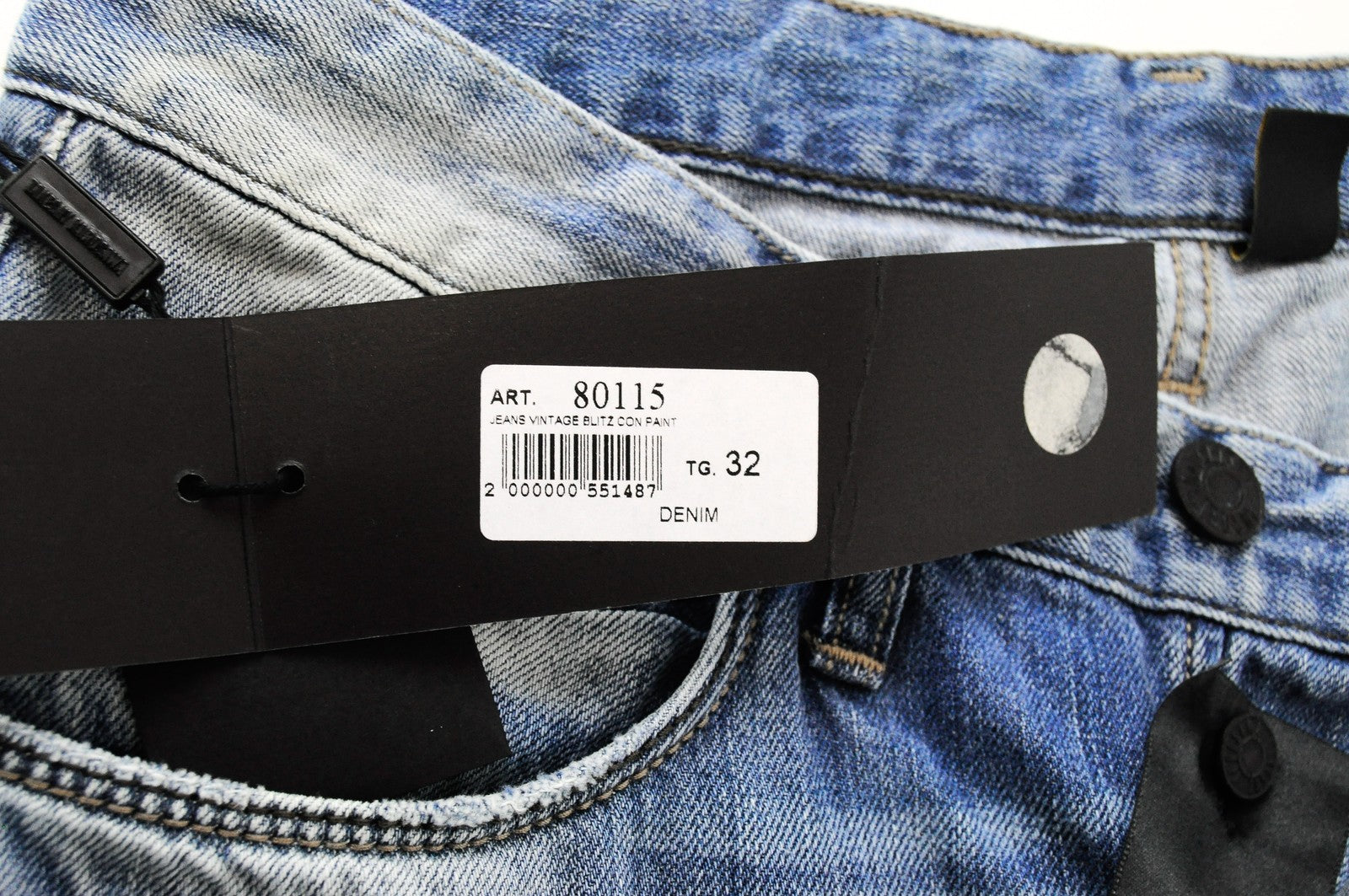 TAKESHY KUROSAWA Men Jeans W32 Slim Fit Light Blue Washed Distressed Cotton_