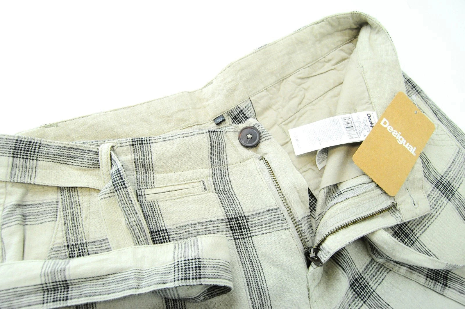 DESIGUAL Pant Marc Men Shorts 30 Cargo Pocketed Linen Cotton Summer Lightweight