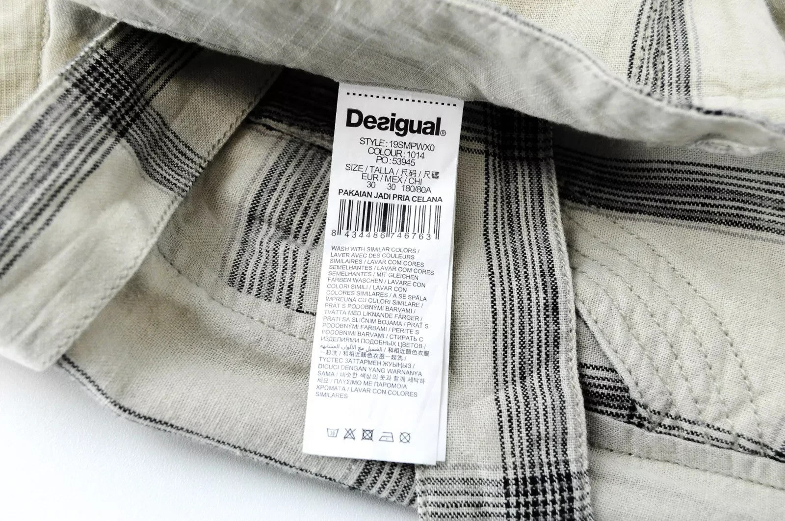 DESIGUAL Pant Marc Men Shorts 30 Cargo Pocketed Linen Cotton Summer Lightweight