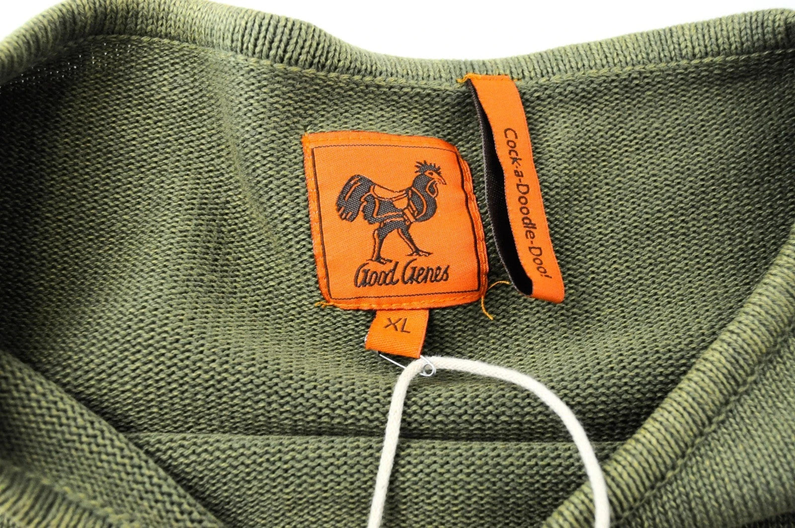 GOOD GENES Men Jumper XL Knitted Logo Crew Neck Casual Long Sweater Ivy Green