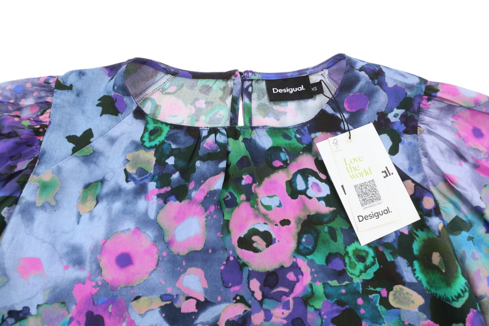 DESIGUAL Blus Cairo Rep Women Blouse XS Colourful Floral Print Long Sleeve