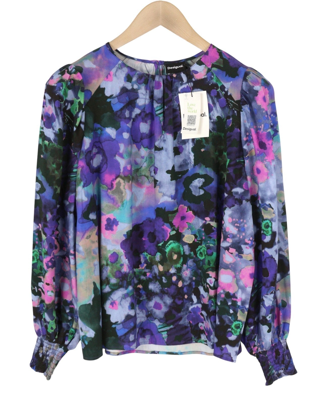 DESIGUAL Blus Cairo Rep Women Blouse S Colourful Floral Print Long Sleeve