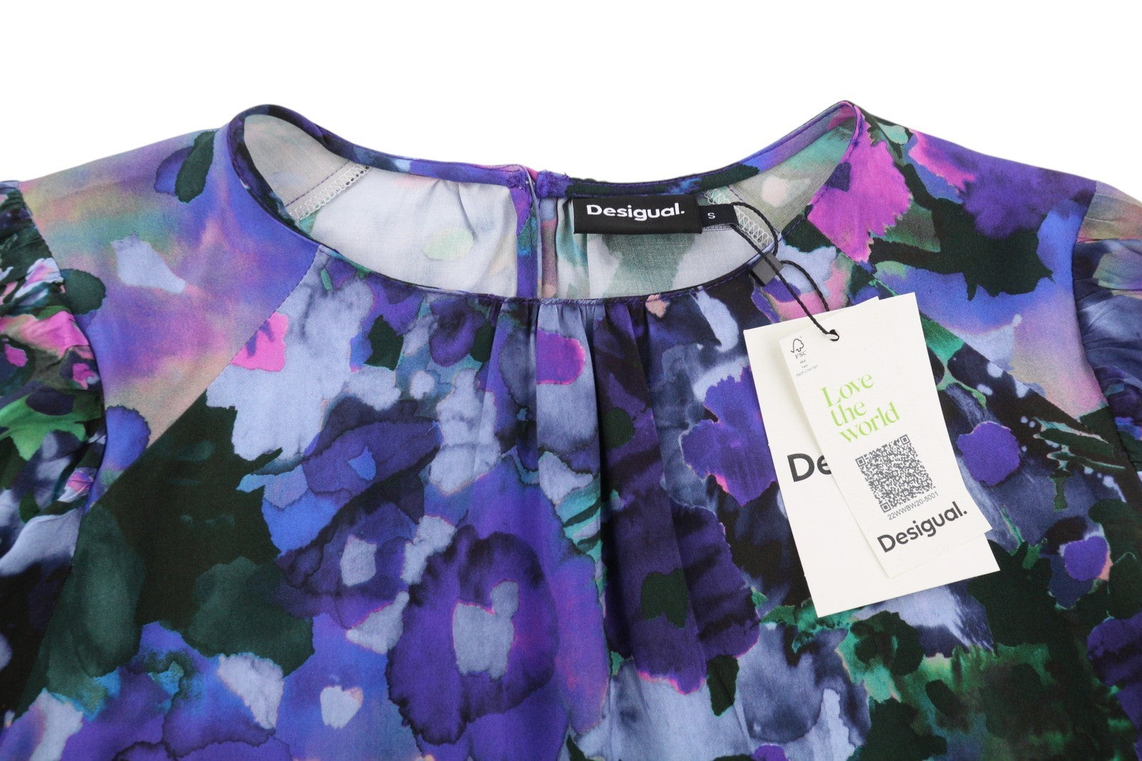 DESIGUAL Blus Cairo Rep Women Blouse S Colourful Floral Print Long Sleeve