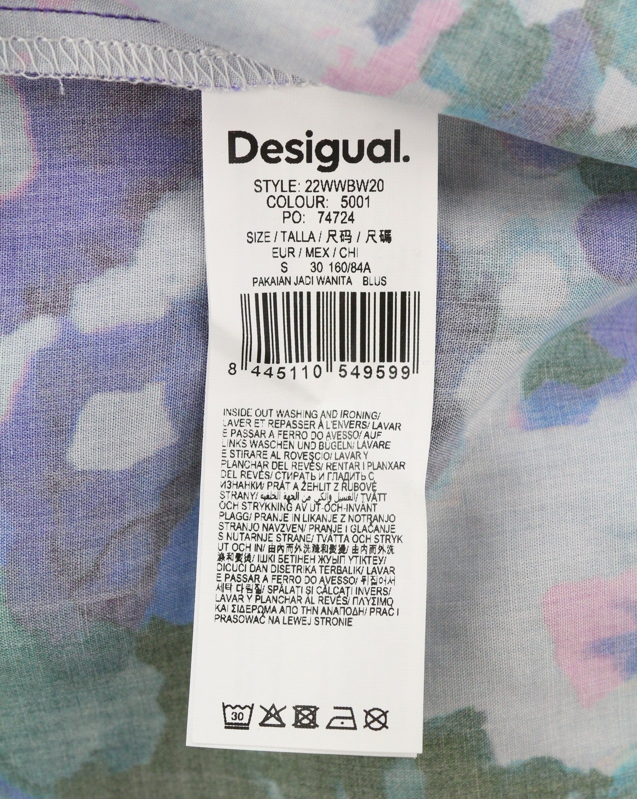 DESIGUAL Blus Cairo Rep Women Blouse S Colourful Floral Print Long Sleeve