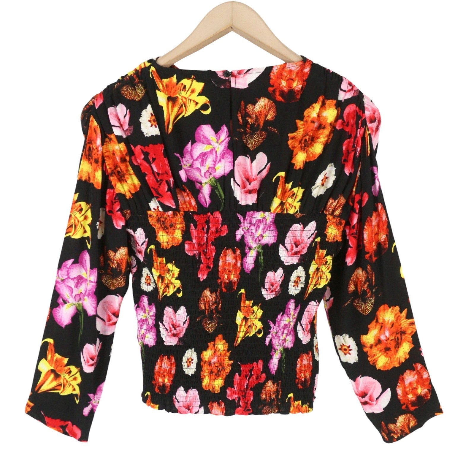 DESIGUAL Blus Rosa Women Blouse L Colourful Floral Print Cropped 3/4 Sleeves