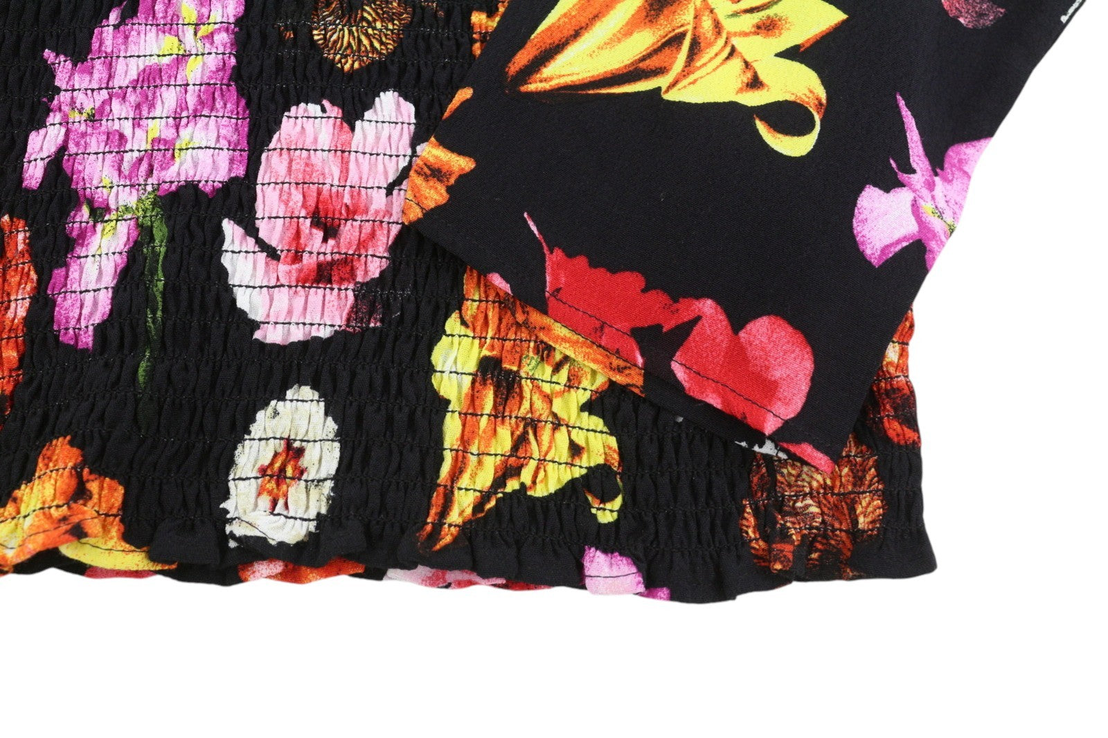 DESIGUAL Blus Rosa Women Blouse L Colourful Floral Print Cropped 3/4 Sleeves