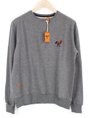 GOOD GENES Men Sweatshirt M Crew Neck Melange Embroidered Pure Cotton Mid-Grey