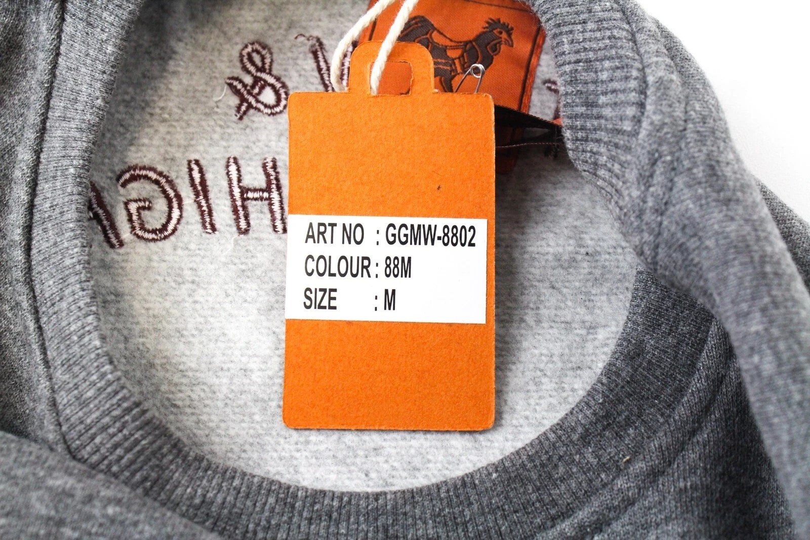 GOOD GENES Men Sweatshirt M Crew Neck Melange Embroidered Pure Cotton Mid-Grey
