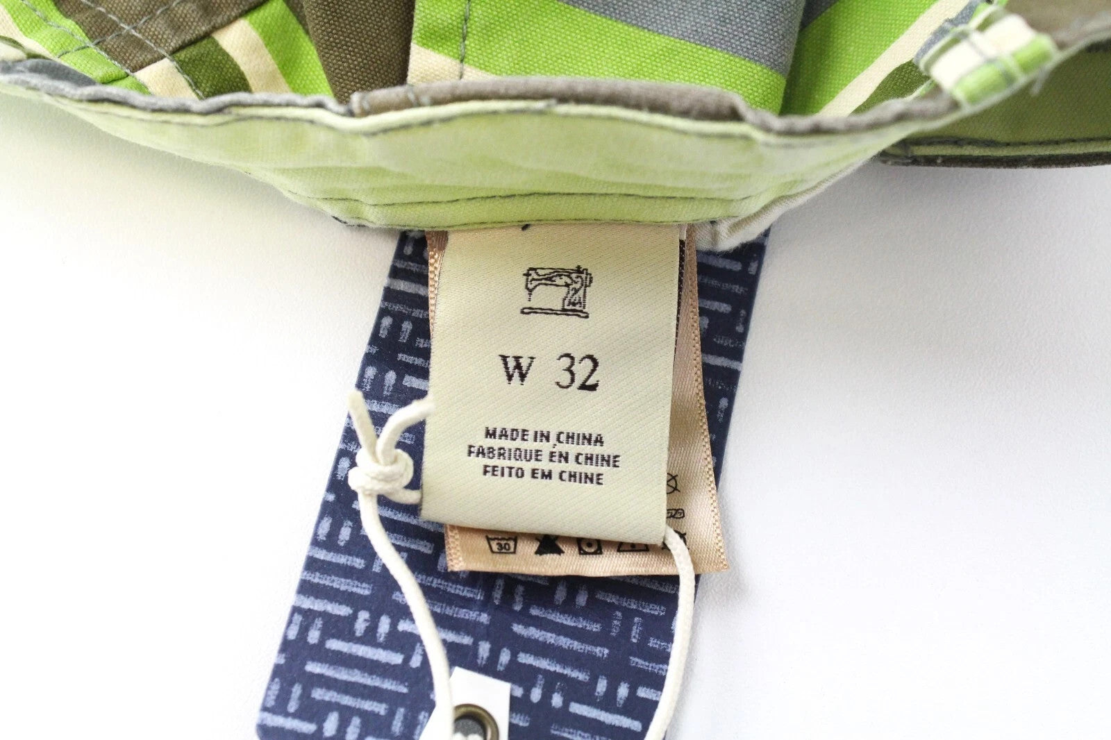 SCOTCH & SODA Men Shorts W32 Chino Style Casual Cotton Green Striped Pattern C