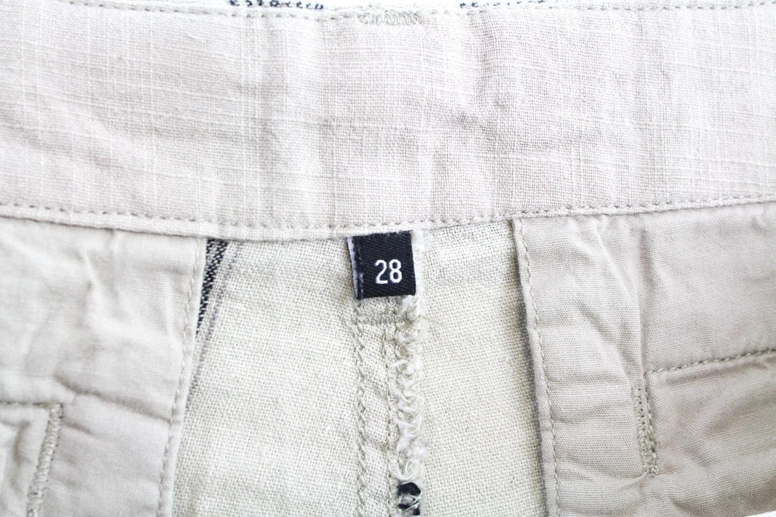 DESIGUAL Pant Marc Men Shorts 28 Front Tie Summer Cargo Check Linen Blended