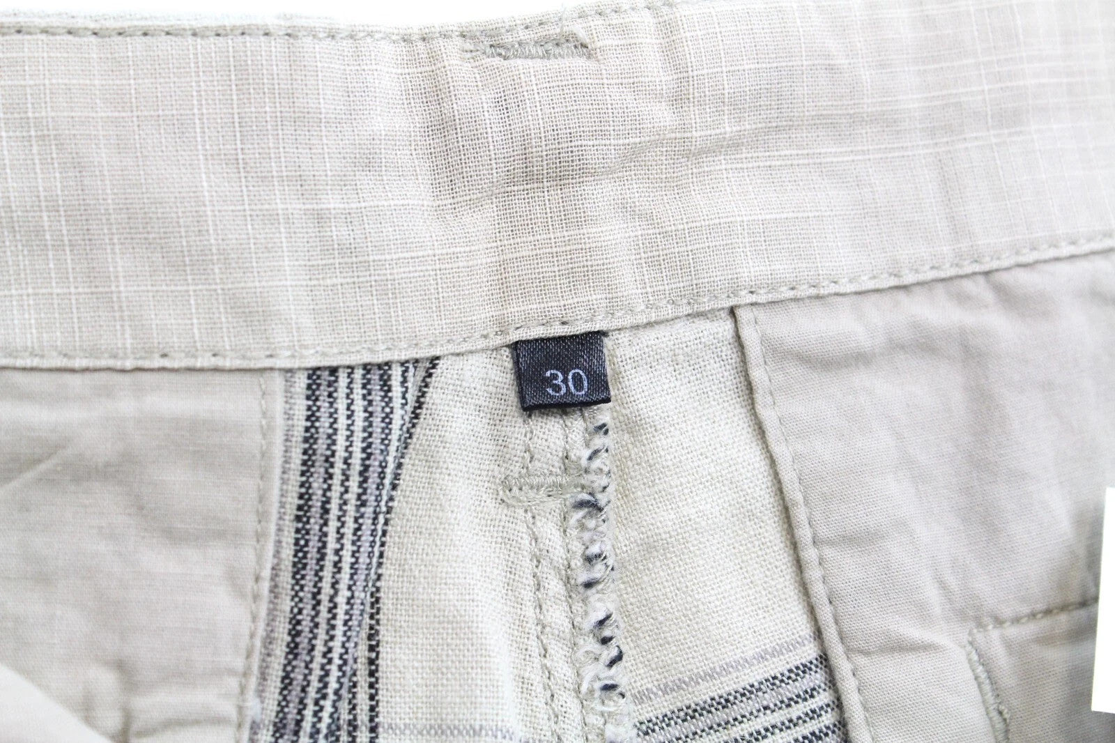 DESIGUAL Pant Marc Men Shorts 30 Linen Belted Front Tie Summer Cargo Check