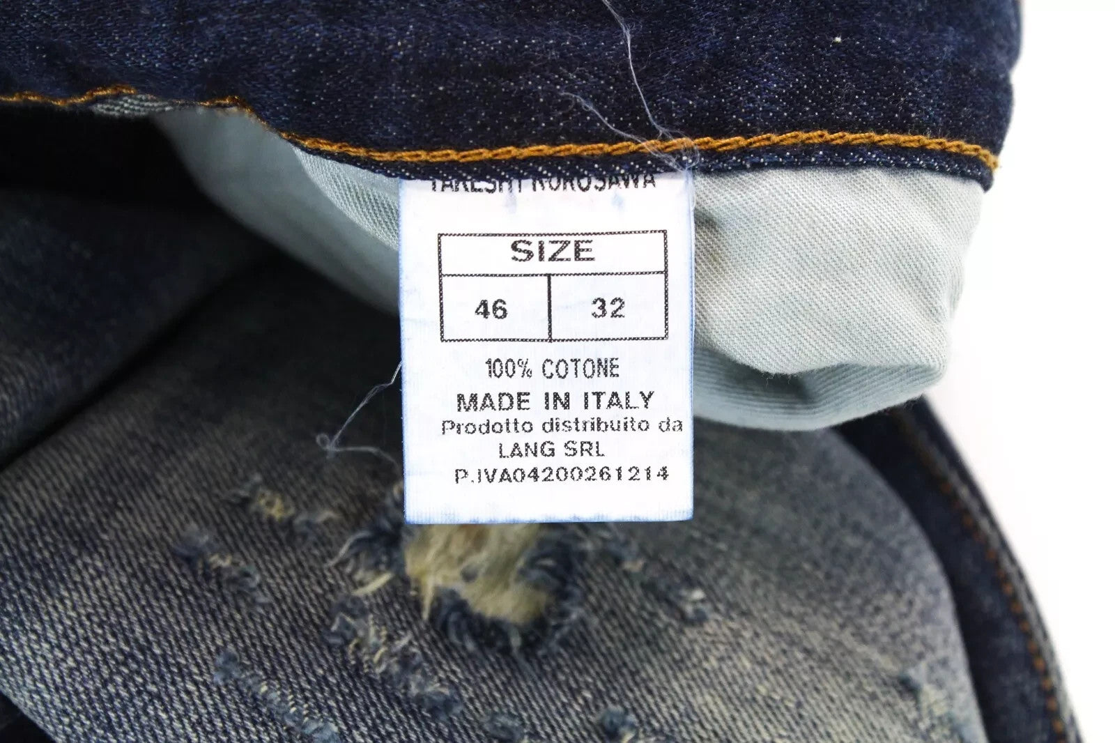 TAKESHY KUROSAWA Men Jeans W32 Stained Distressed Button-Fly Blue Denim Straight