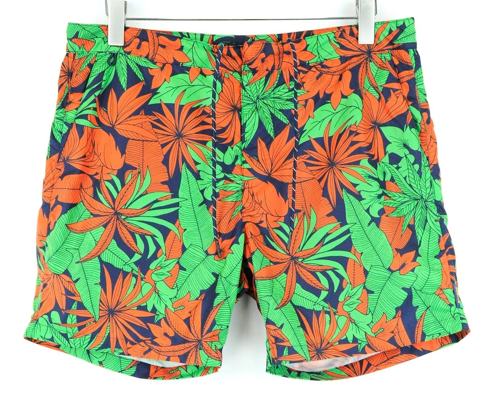 SCOTCH & SODA Ams Couture Men Swimwear ~W35 Green Orange Leaf Pattern Trunks