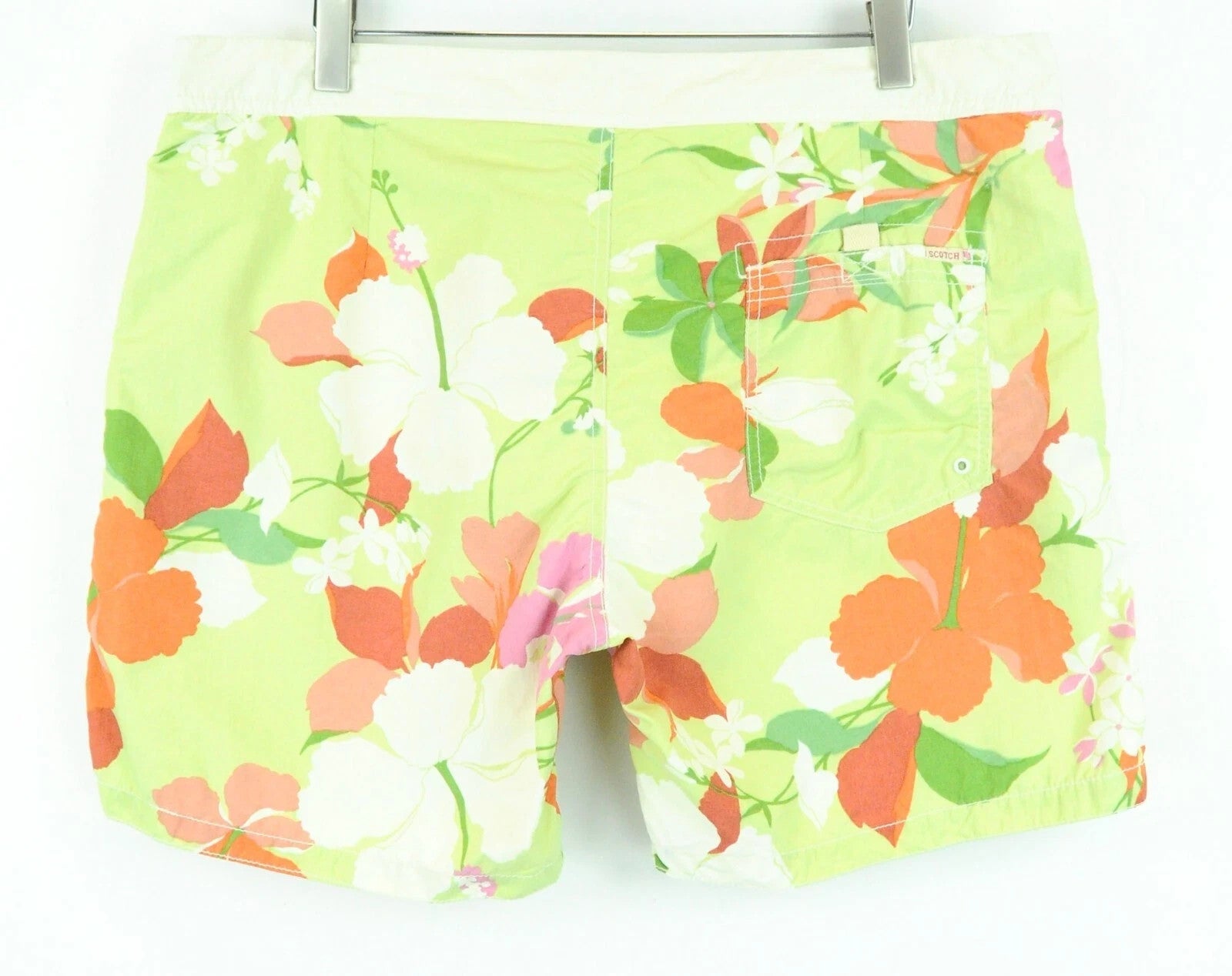 SCOTCH & SODA Ams Couture Men Swimwear 2XL Green Flower Pattern Pull On Trunks