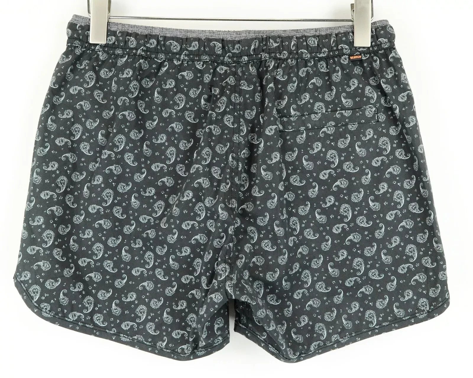 SCOTCH & SODA Ams Couture Men Swimwear ~W32 Grey Paisley Pattern Pull On Trunks