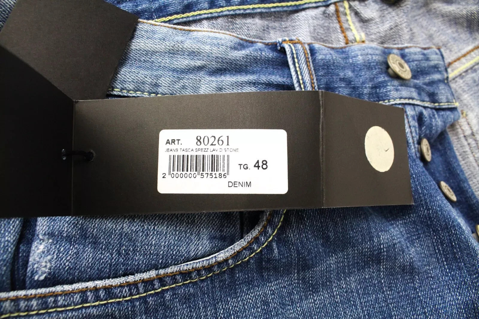 TAKESHY KUROSAWA Men Jeans W34 Button-Fly Slim Denim Blue Distressed Painted