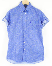 HARMONT & BLAINE Men Shirt S Blue Pure Cotton Short Sleeved Patterned Collared