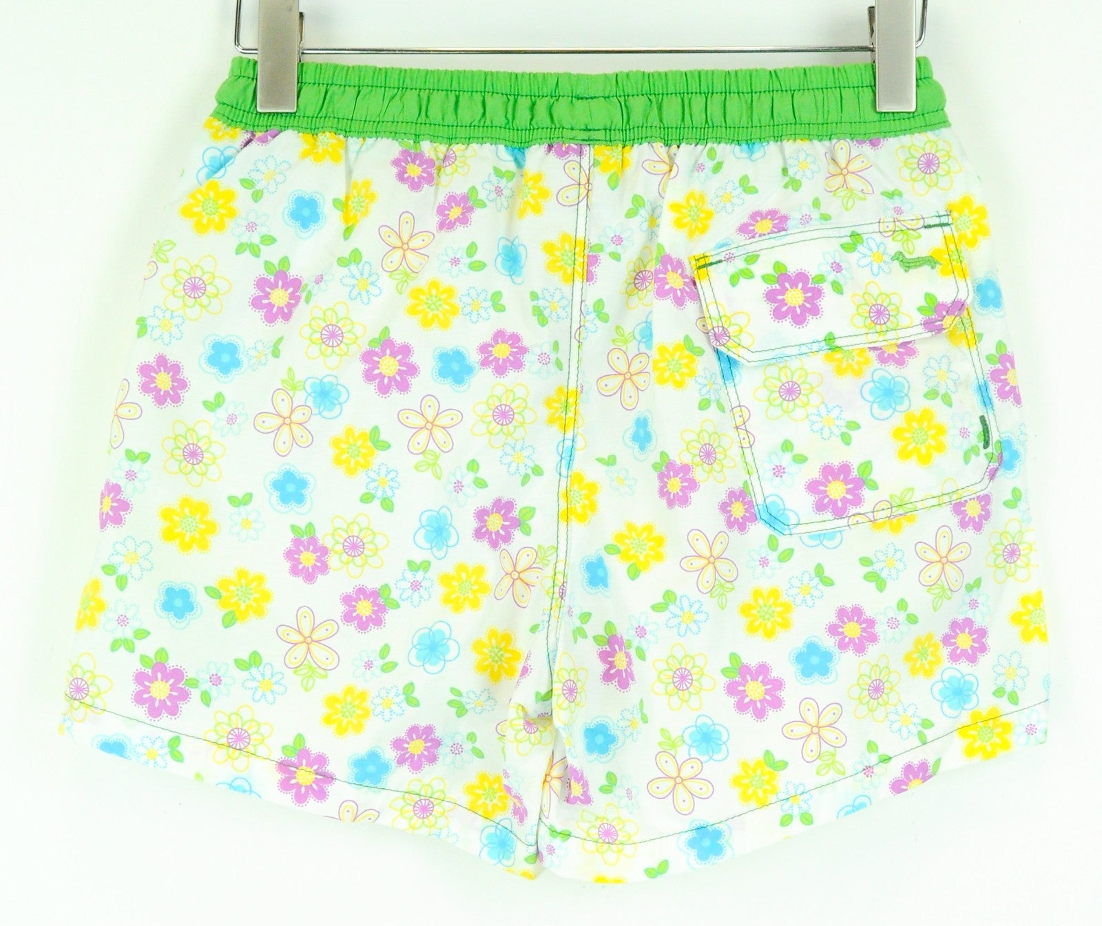 HARMONT & BLAINE Men Swimwear W26 White Flower Patterned Pull On Beach Trunks