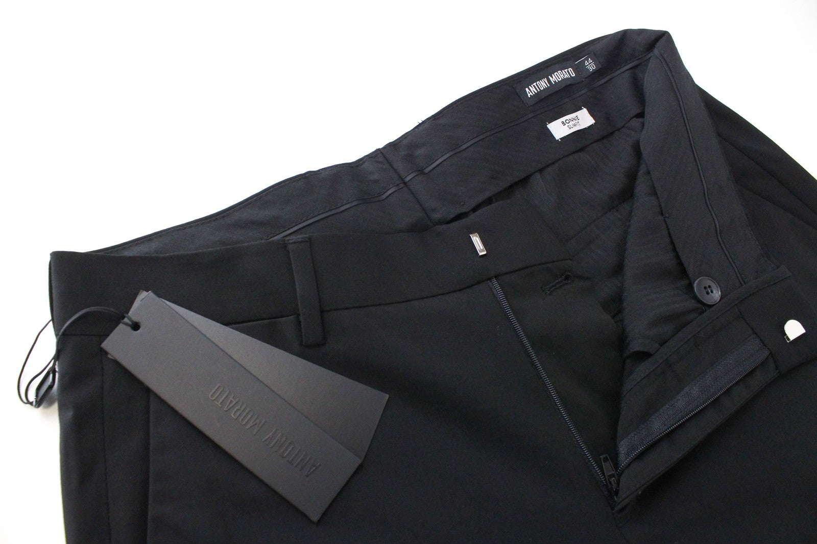 ANTONY MORATO Bonnie Men Trousers 44/30 Black Slim Fit Pleated Wool Blend