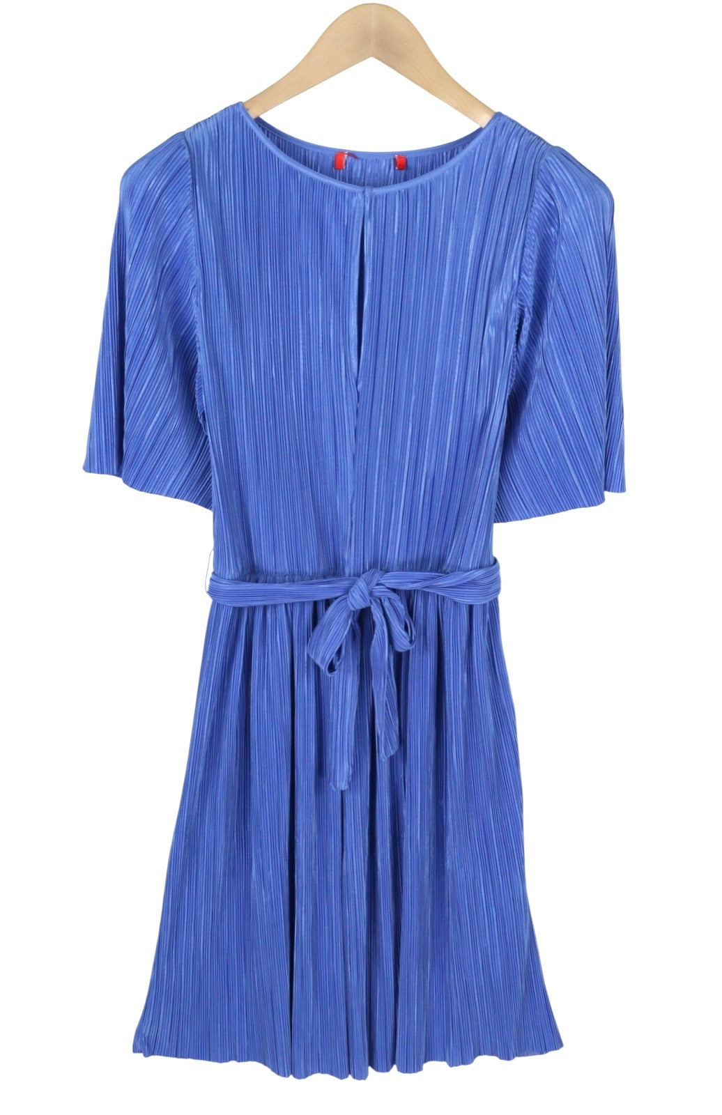 MAX&CO. Women Dress XS Blue Textured Belted Short Sleeve Mini