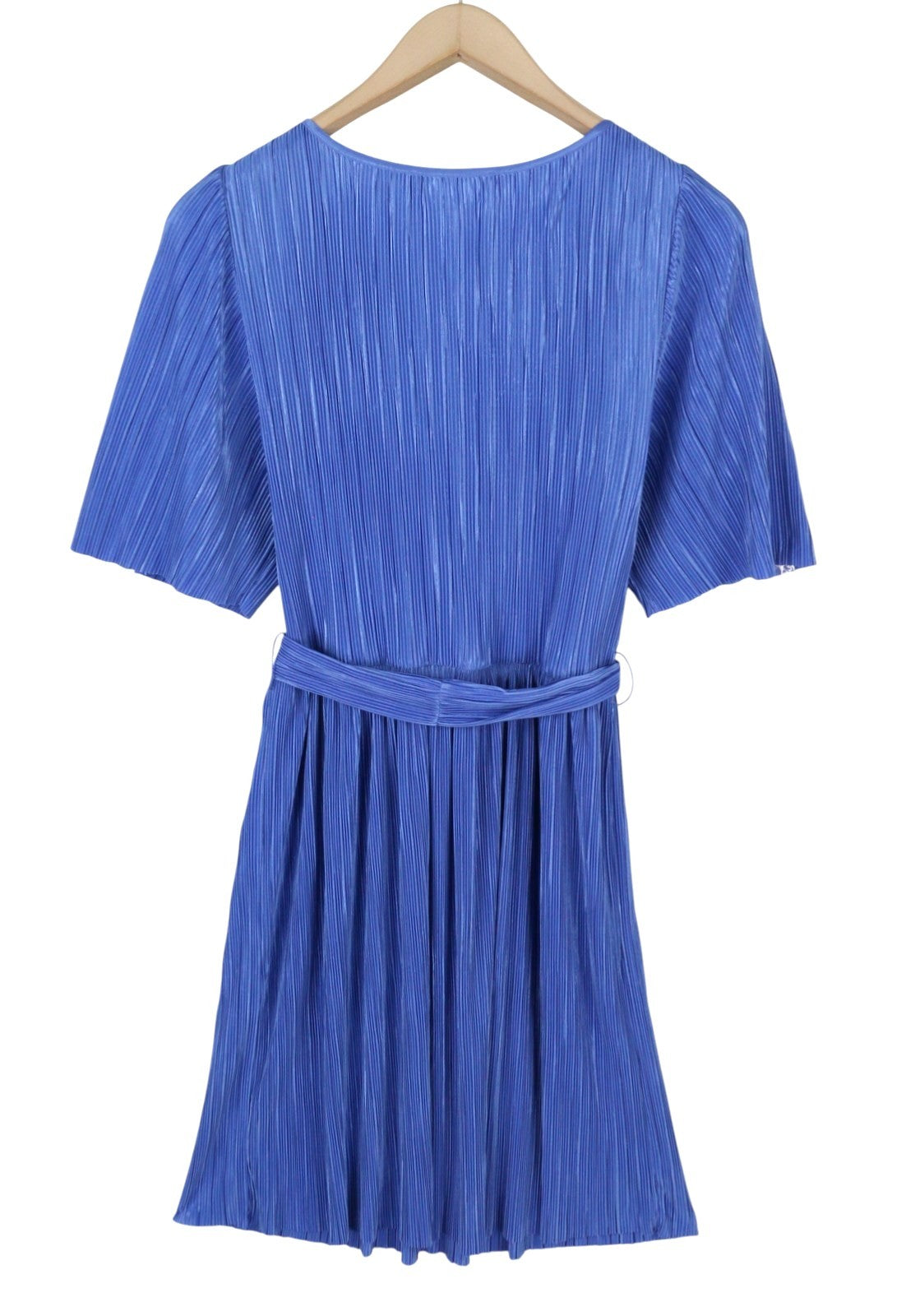 MAX&CO. Women Dress XS Blue Textured Belted Short Sleeve Mini