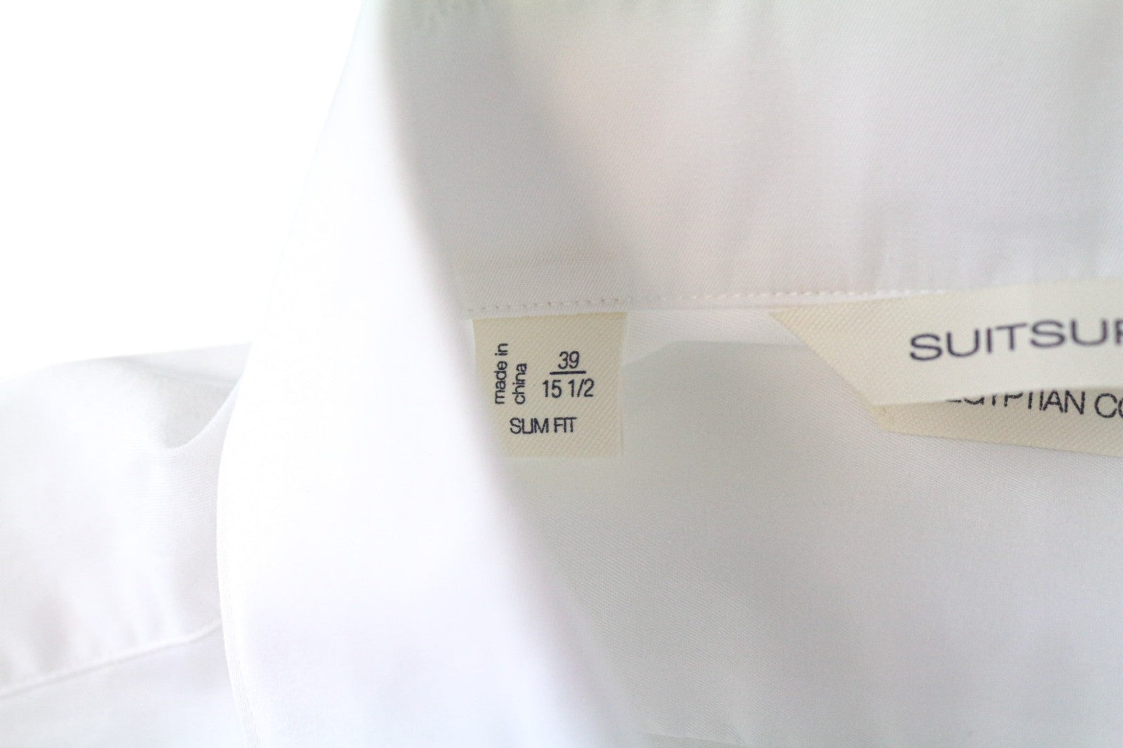 SUITSUPPLY vyriški formalūs marškiniai, 39/15 1/2, ploni, balti, grynos medvilnės, iškirpte