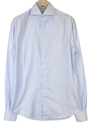 SUITSUPPLY vyriški formalūs marškiniai 39L/15 1/2L, ypač ploni, mėlyni, dryžuoti medvilniniai marškiniai su dryžuotu audiniu