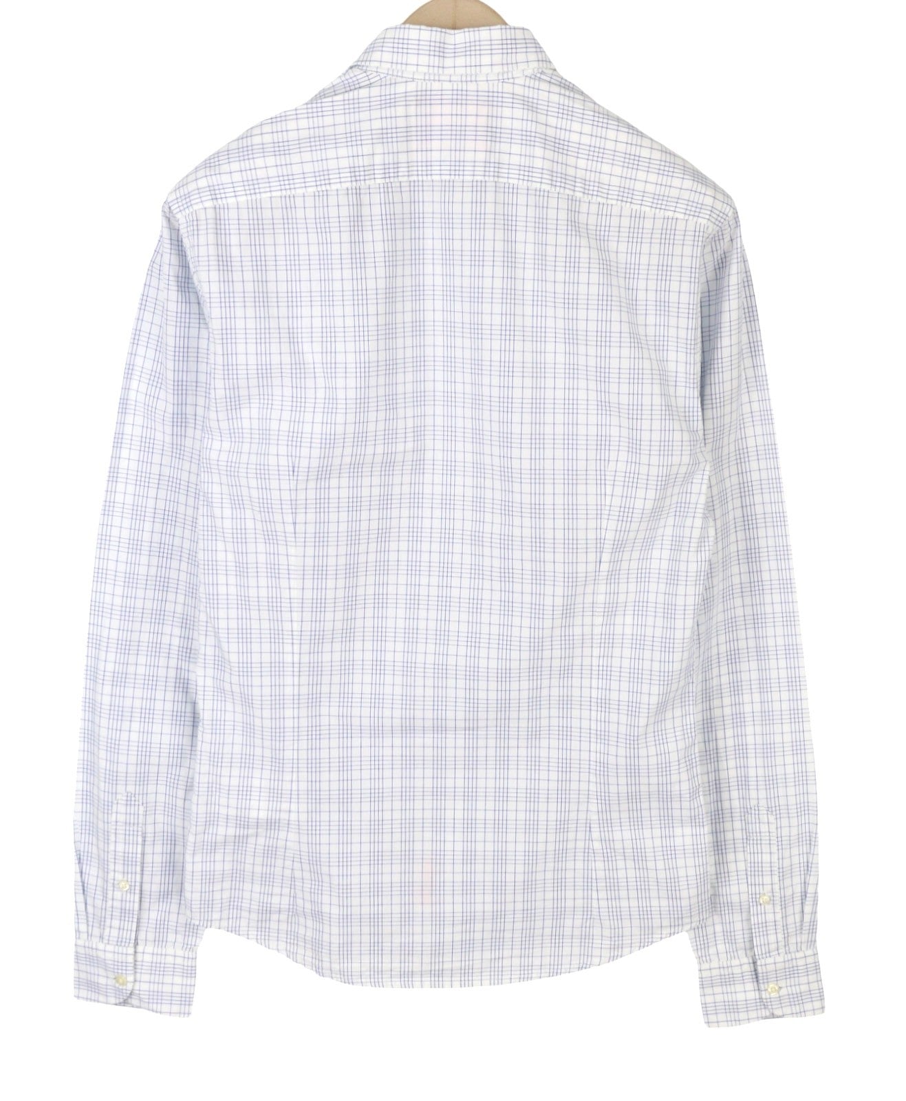 SCOTCH & SODA Men Shirt S White Plaid Cotton Button-Up Patch Pocket Spread