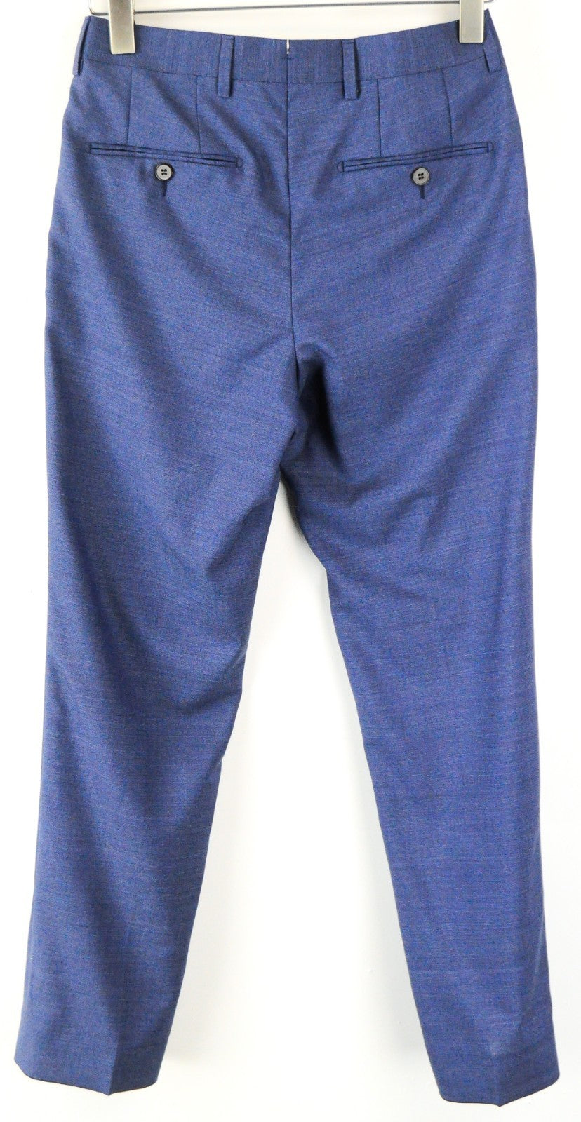 SUITSUPPLY Washington Men Trousers UK26R Blue Pure Wool Pleated Slit Pocket