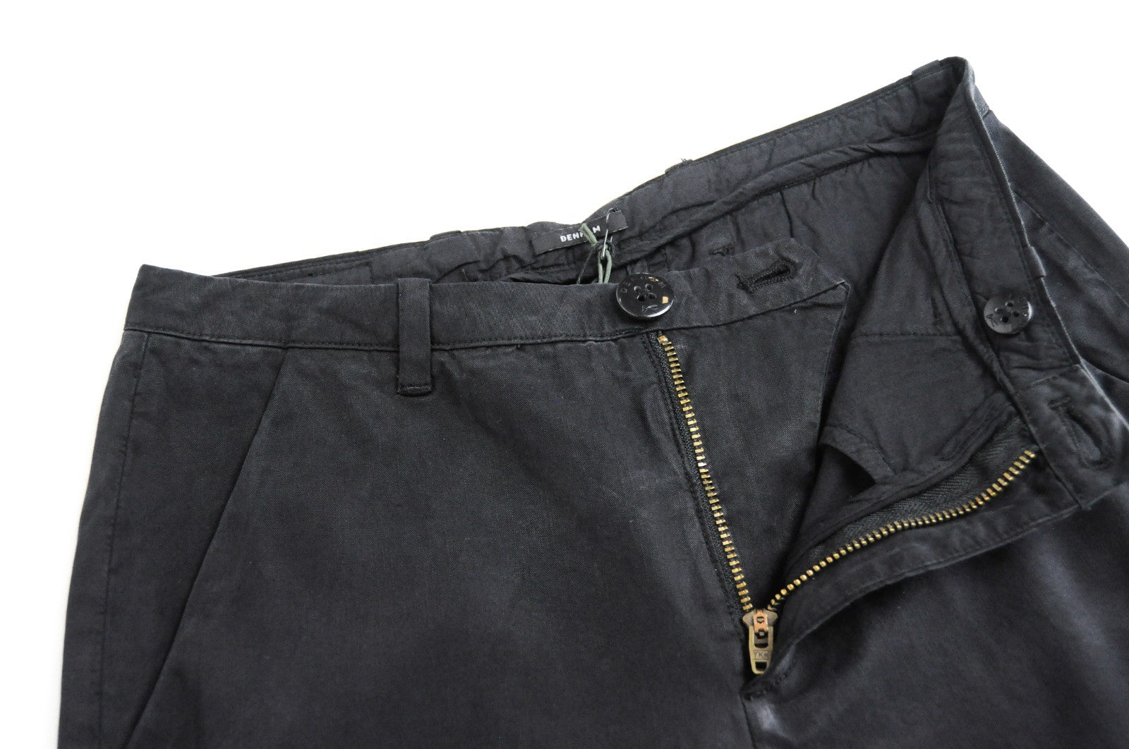 DENHAM Ocean Women Trousers 2XS Black Straight Zip-Fly Side Pockets Casual