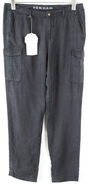 DENHAM Tara Women Trousers W25/L28 Grey Multi Pocket Casual Zip-Fly