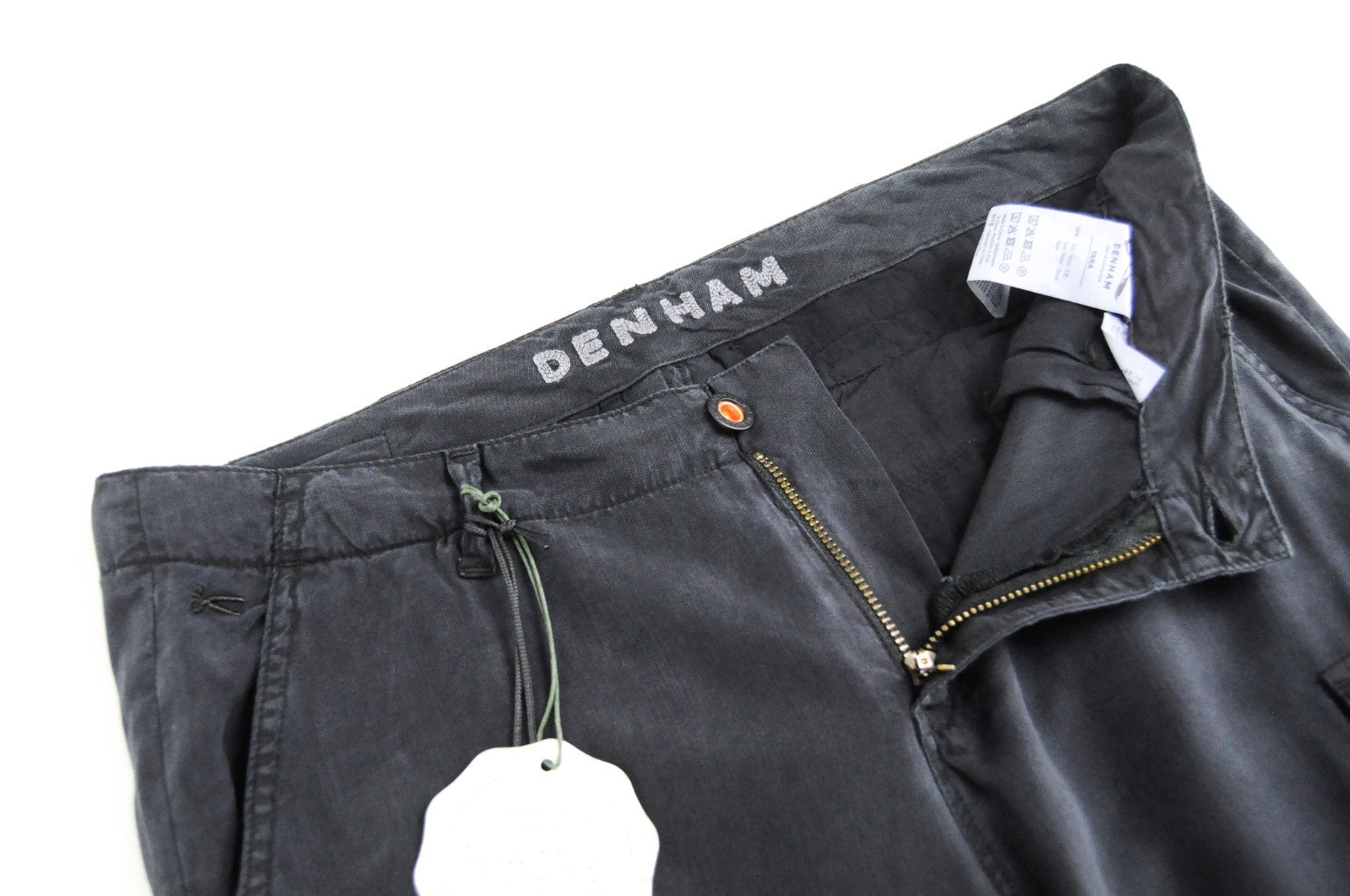 DENHAM Tara Women Trousers W27/L28 Grey Multi Pockets Casual Zip-Fly