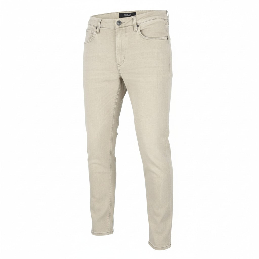 REPLAY Lehoen Heperflex Men Trousers W27 Beige Whiskers Faded Slim Fit Chino