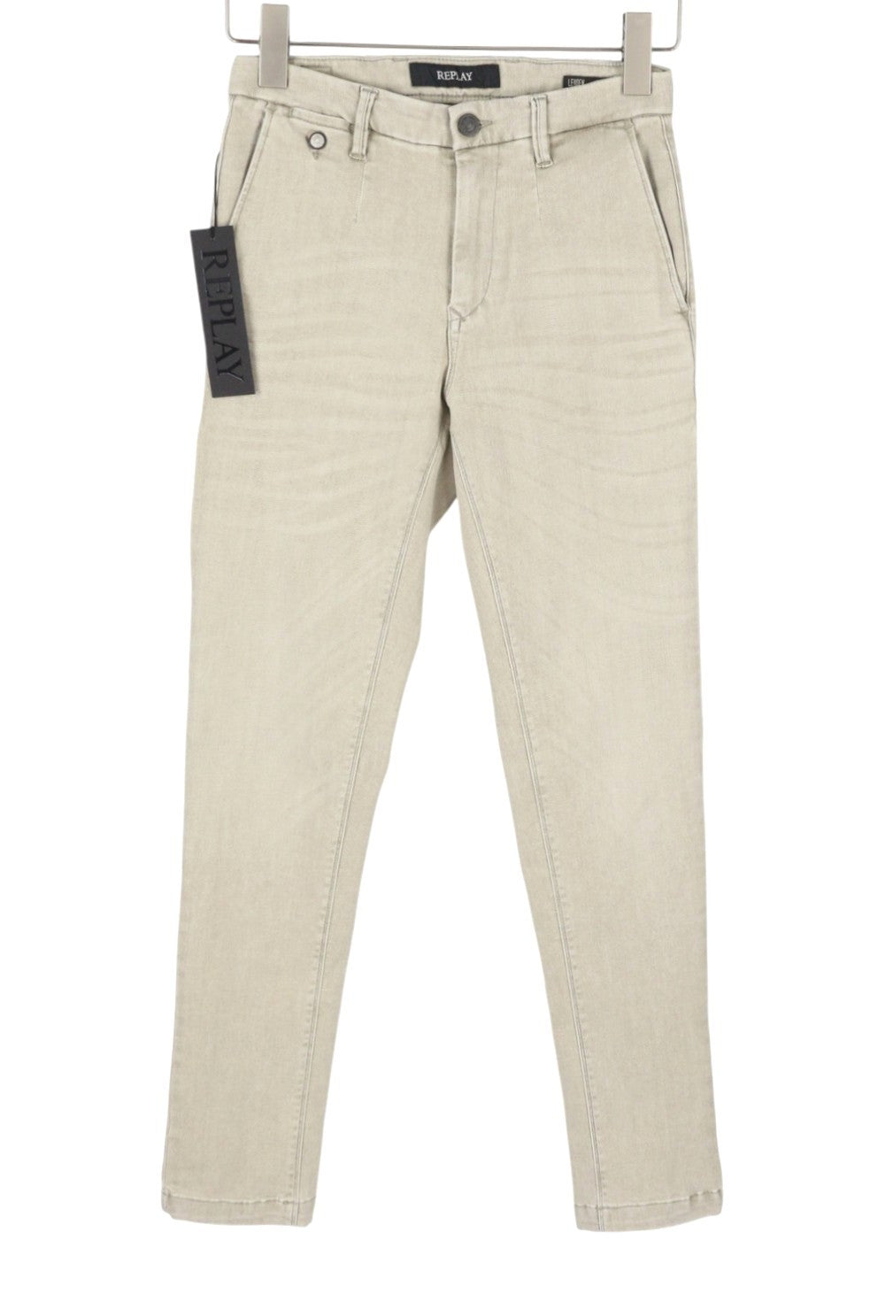 REPLAY Lehoen Heperflex Men Trousers W27 Beige Whiskers Faded Slim Fit Chino
