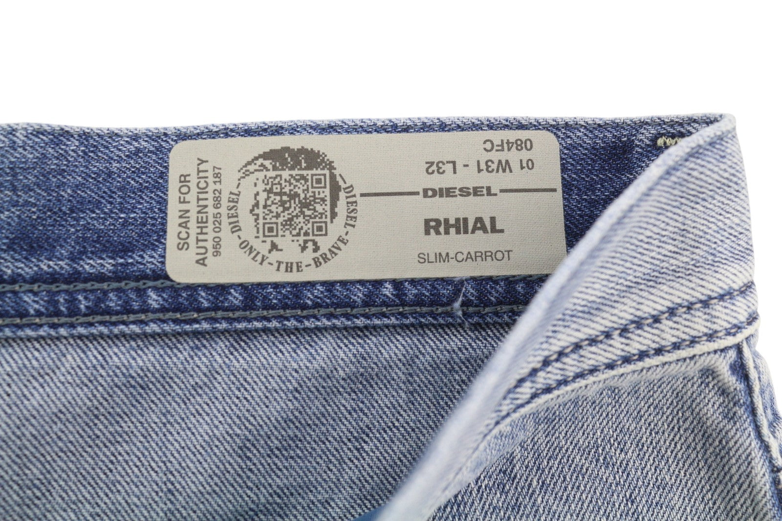 DIESEL Rhial 084FC Men Jeans W31/L32 Blue Faded Slim Carrot Fit Cropped Button