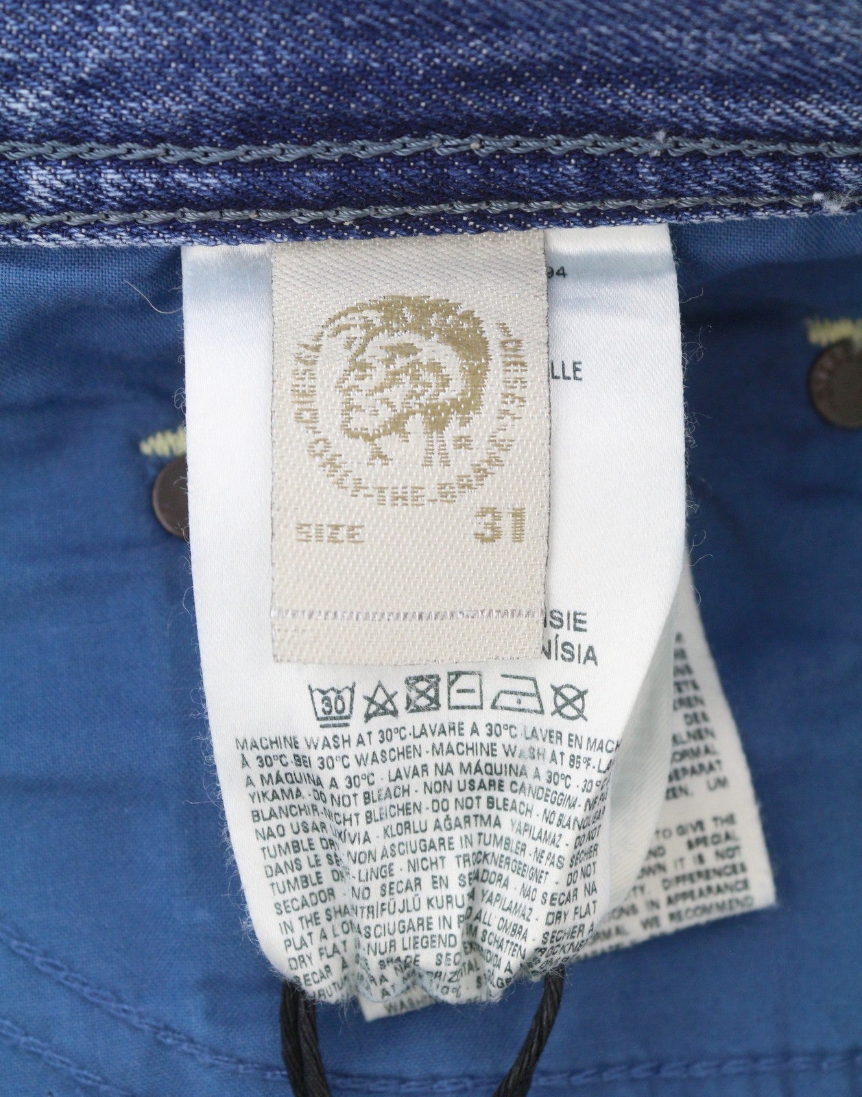 DIESEL Rhial 084FC Men Jeans W31/L32 Blue Faded Slim Carrot Fit Cropped Button
