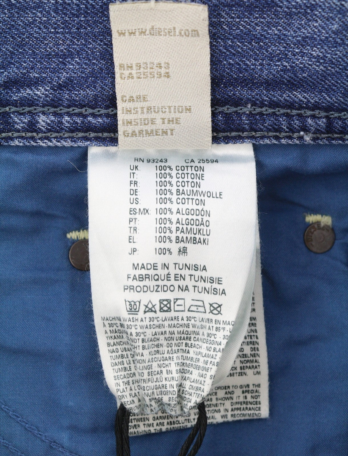 DIESEL Rhial 084FC Men Jeans W31/L32 Blue Faded Slim Carrot Fit Cropped Button