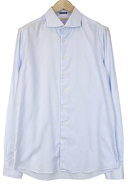 SUITSUPPLY vyriški formalūs marškinėliai 43L/17L itin ploni mėlyni medvilniniai dryžuoti raštai 