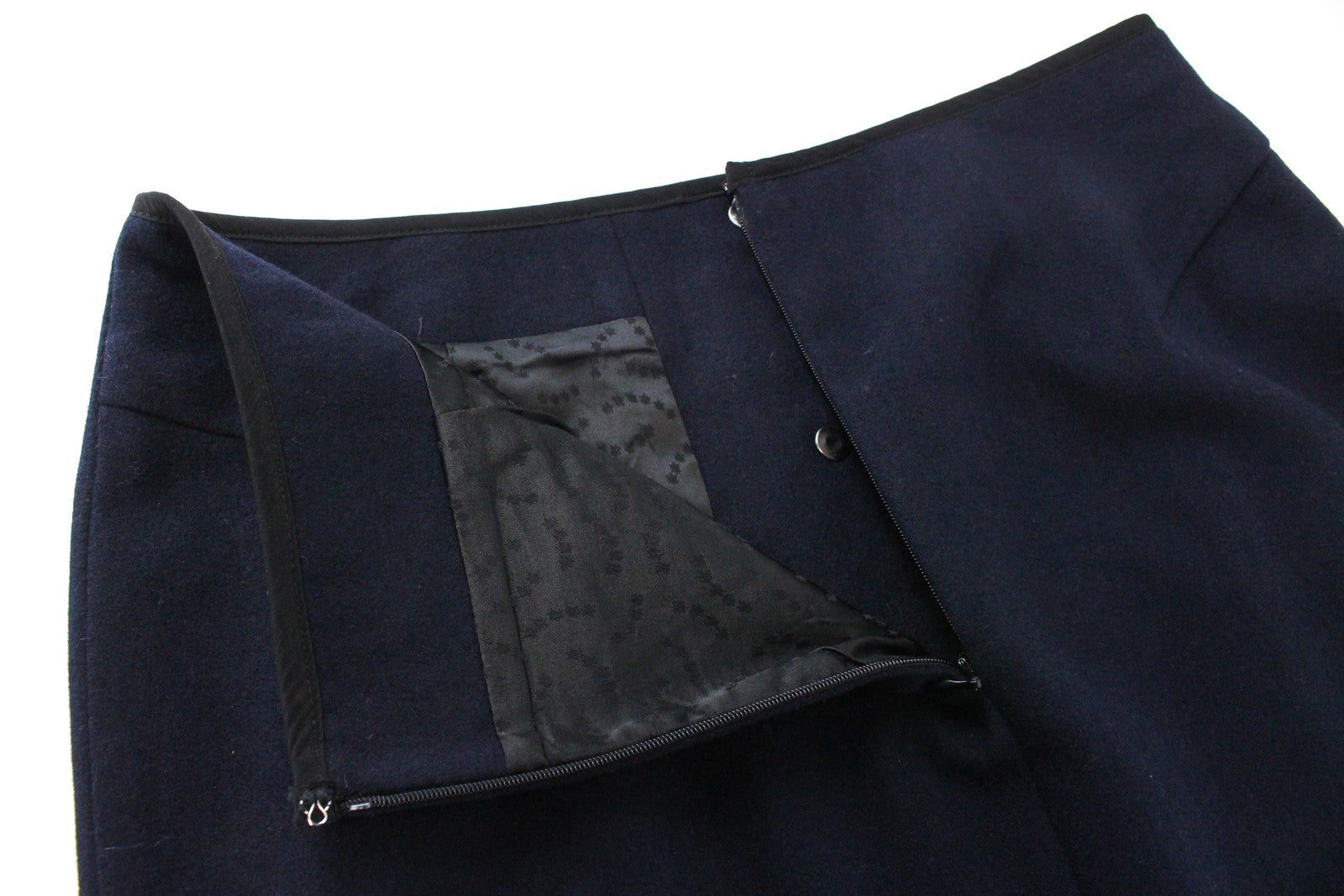 SCOTCH & SODA Women Skirt ~W31 Navy Pocketed Snaps Over The Knee Zipped Formal
