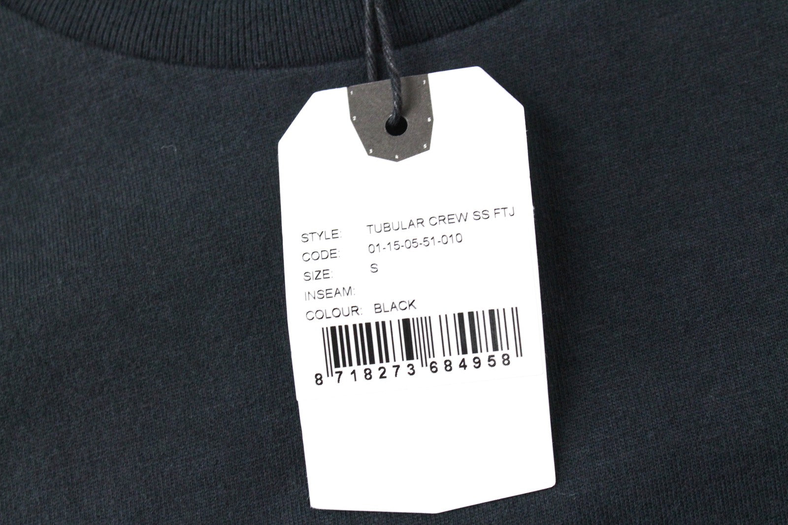 DENHAM Tubular Men T-Shirt S Black Pure Cotton Short Sleeved Basic Pullover