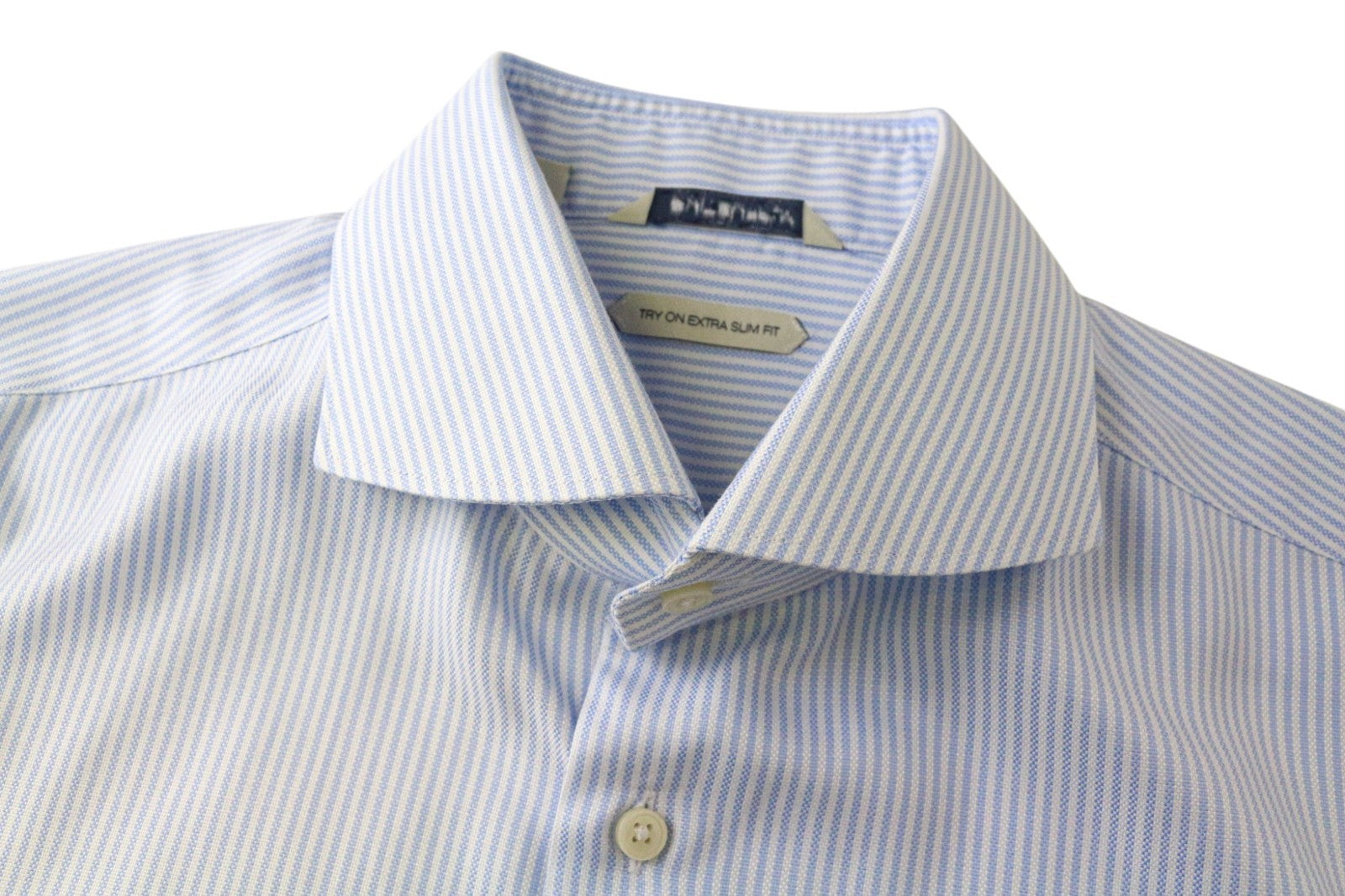 SUITSUPPLY vyriški oficialūs marškinėliai 41L/16L itin ploni mėlyni medvilniniai dryželiai 